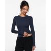 image:imageINLYRIC Womens Airsoft Long Sleeve TShirts Single Layer Crew Neck Basic Tees Slim Fitted Going Out Tops TrendyDeep Ocean Blue