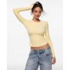 image:imageINLYRIC Womens Airsoft Long Sleeve TShirts Single Layer Crew Neck Basic Tees Slim Fitted Going Out Tops TrendyPale Yellow