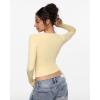 image:imageINLYRIC Womens Airsoft Long Sleeve TShirts Single Layer Crew Neck Basic Tees Slim Fitted Going Out Tops TrendyPale Yellow