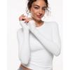 image:imageINLYRIC Womens Airsoft Long Sleeve TShirts Single Layer Crew Neck Basic Tees Slim Fitted Going Out Tops TrendySnow White