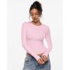 image:imageINLYRIC Womens Airsoft Long Sleeve TShirts Single Layer Crew Neck Basic Tees Slim Fitted Going Out Tops TrendySweet Pink