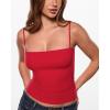 image:imageINLYRIC Womens Camisole Tank Tops for Women Double Lined Crop Tops Spaghetti Straps Summer Sexy Going Out OutfitLipstick Red