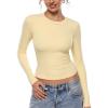 image:imageINLYRIC Womens Airsoft Long Sleeve TShirts Single Layer Crew Neck Basic Tees Slim Fitted Going Out Tops TrendyPale Yellow