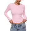 image:imageINLYRIC Womens Airsoft Long Sleeve TShirts Single Layer Crew Neck Basic Tees Slim Fitted Going Out Tops TrendySweet Pink
