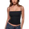 image:imageINLYRIC Womens Camisole Tank Tops for Women Double Lined Crop Tops Spaghetti Straps Summer Sexy Going Out OutfitBlack