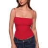 image:imageINLYRIC Womens Camisole Tank Tops for Women Double Lined Crop Tops Spaghetti Straps Summer Sexy Going Out OutfitLipstick Red