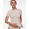 image:imageINLYRIC Womens Inbarely Ultra Short Sleeve Tops Crew Neck Double Lined Going Out Slim Fit T Shirts Summer Basic TeesVanilla White