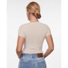 image:imageINLYRIC Womens Inbarely Ultra Short Sleeve Tops Crew Neck Double Lined Going Out Slim Fit T Shirts Summer Basic TeesVanilla White