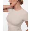 image:imageINLYRIC Womens Inbarely Ultra Short Sleeve Tops Crew Neck Double Lined Going Out Slim Fit T Shirts Summer Basic TeesVanilla White