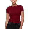 image:imageINLYRIC Womens Inbarely Ultra Short Sleeve Tops Crew Neck Double Lined Going Out Slim Fit T Shirts Summer Basic TeesAncora Red