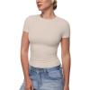 image:imageINLYRIC Womens Inbarely Ultra Short Sleeve Tops Crew Neck Double Lined Going Out Slim Fit T Shirts Summer Basic TeesVanilla White