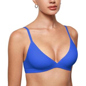 image:imageINLYRIC Womens Inbarely Triangle Bralette Plunge Unlined Seamless Bra No Underwire Sexy Comfortable EverydayJazz Blue