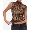 image:imageINLYRIC Womens Cosnufy Mesh Sheer Mock Turtle Neck Tank Tops See Through Sleeveless Sexy Summer Going Out TopsWildland Leopard