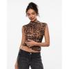 image:imageINLYRIC Womens Cosnufy Mesh Sheer Mock Turtle Neck Tank Tops See Through Sleeveless Sexy Summer Going Out TopsWildland Leopard