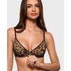 image:imageINLYRIC Womens Cosnufy Sheer Balconette Bra Demi Unlined Plunge Mesh See Through Sexy Bras UnderwireDune Leopard