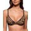 image:imageINLYRIC Womens Cosnufy Sheer Balconette Bra Demi Unlined Plunge Mesh See Through Sexy Bras UnderwireDune Leopard