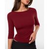 image:imageINLYRIC Womens Airsoft 34 Length Sleeve Tops Single Layer Crew Neck T Shirts Basic Tees Slim Fitted Going Out TopsAncora Red