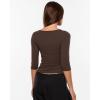 image:imageINLYRIC Womens Airsoft 34 Length Sleeve Tops Single Layer Crew Neck T Shirts Basic Tees Slim Fitted Going Out TopsClay Brown