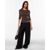 image:imageINLYRIC Womens Airsoft 34 Length Sleeve Tops Single Layer Crew Neck T Shirts Basic Tees Slim Fitted Going Out TopsClay Brown