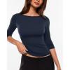 image:imageINLYRIC Womens Airsoft 34 Length Sleeve Tops Single Layer Crew Neck T Shirts Basic Tees Slim Fitted Going Out TopsDeep Ocean Blue