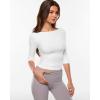 image:imageINLYRIC Womens Airsoft 34 Length Sleeve Tops Single Layer Crew Neck T Shirts Basic Tees Slim Fitted Going Out TopsSnow White