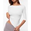 image:imageINLYRIC Womens Airsoft 34 Length Sleeve Tops Single Layer Crew Neck T Shirts Basic Tees Slim Fitted Going Out TopsSnow White