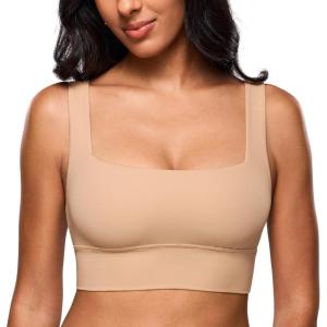 image:imageINLYRIC Womens Inbarely Outwear Longline Square Neck Bralette Supportive Unlined No Underwire Yoga Sports BraWarm Beige
