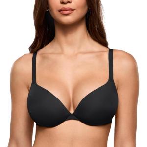 image:imageINLYRIC Womens Teardrop Push Up Bra Padded Supportive Underwire Add 1 Cup Seamless Tshirt Sexy Lift Up Plunge BrasBlack