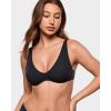 image:imageINLYRIC Womens Inbarely Plus Unlined Bras V Neck No Padding Underwire Tshirt Balconette Full Coverage Comfort Lounge BrasBlack