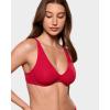 image:imageINLYRIC Womens Inbarely Plus Unlined Bras V Neck No Padding Underwire Tshirt Balconette Full Coverage Comfort Lounge BrasLipstick Red