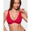 image:imageINLYRIC Womens Inbarely Plus Unlined Bras V Neck No Padding Underwire Tshirt Balconette Full Coverage Comfort Lounge BrasLipstick Red