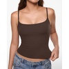 image:imageINLYRIC Womens Airsoft Padded Tank Top Built in Bra Camisole Adjustable Spaghetti Straps Basic Going Out Tops SummerClay Brown