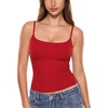 image:imageINLYRIC Womens Airsoft Padded Tank Top Built in Bra Camisole Adjustable Spaghetti Straps Basic Going Out Tops SummerBlazing Red
