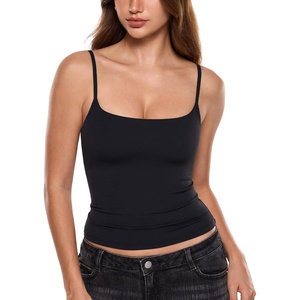 image:imageINLYRIC Womens Airsoft Padded Tank Top Built in Bra Camisole Adjustable Spaghetti Straps Basic Going Out Tops SummerBlack