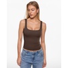 image:imageINLYRIC Womens Airsoft Padded Tank Top Built in Bra Square Neck Going Out Tops Summer Basic CasualClay Brown