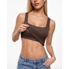 image:imageINLYRIC Womens Airsoft Padded Tank Top Built in Bra Square Neck Going Out Tops Summer Basic CasualClay Brown