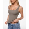 image:imageINLYRIC Womens Airsoft Padded Tank Top Built in Bra Square Neck Going Out Tops Summer Basic CasualKhaki Taupe