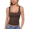 image:imageINLYRIC Womens Airsoft Padded Tank Top Built in Bra Square Neck Going Out Tops Summer Basic CasualClay Brown