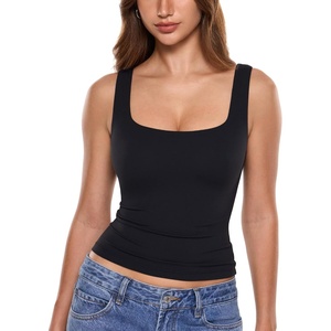 image:imageINLYRIC Womens Airsoft Padded Tank Top Built in Bra Square Neck Going Out Tops Summer Basic CasualBlack