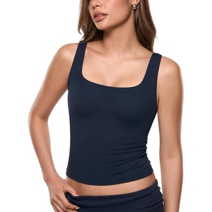 image:imageINLYRIC Womens Airsoft Padded Tank Top Built in Bra Square Neck Going Out Tops Summer Basic CasualDeep Ocean Blue