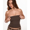 image:imageINLYRIC Womens Airsoft Padded Tank Top Built in Bra Tube Strapless Top Basic Going Out Tops SummerClay Brown
