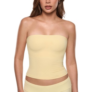 image:imageINLYRIC Womens Airsoft Padded Tank Top Built in Bra Tube Strapless Top Basic Going Out Tops SummerPale Yellow