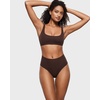 image:imageINLYRIC Womens Inbarely Soft Thong  High Waisted Tagless Smooth Stretch Underwear Ultrasoft No Show Panties 3 PackHazelnut 3pack