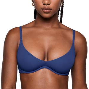 image:imageINLYRIC Womens Inbarely Plus Plunge Bra  Unlined Underwire Sexy Demi Balconette BrasNightfall Blue